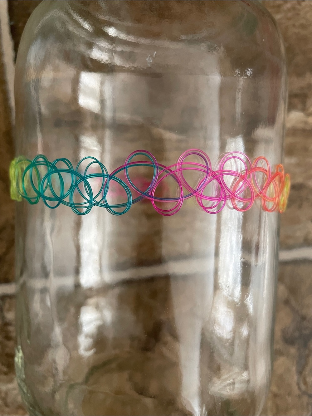 Y2K Multicoloured tattoo choker plastic necklace